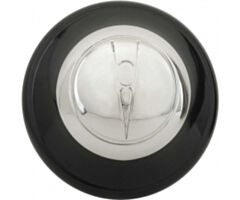 1936 Hub Cap, with V8 Script, Black with Stainless Steel, 11-3/4inch