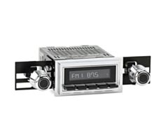RetroSound Radio voor 69-72 Ford LTD, Chrome met Zwarte Drukknoppen
