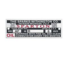 1928-1931 Horn Data Plate, Sparton