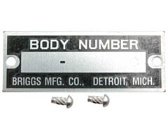 1928-1931 Body Number Plaatje, Briggs