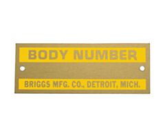 1928-1931 Body Number Plaatje, Briggs
