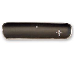 64-65 Glove Box Door, Curved, Black, with Emblem