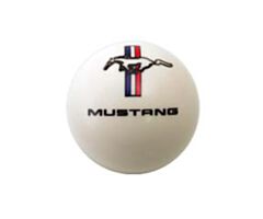 65-73 Versnellingspook Knop, Wit met Mustang Logo