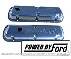 68-70 Valve Covers, Powered by Ford, Blue, OE, Small Block