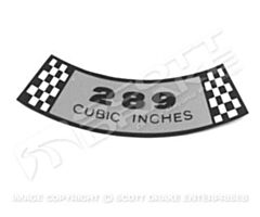 67-68 289 CID airfilterdecal