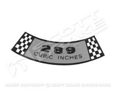 65-66 289 CID airfilterdecal