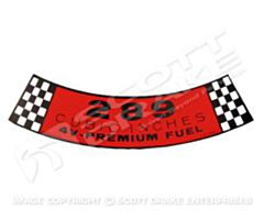 65-66 289 premium fuel airfilterdecal