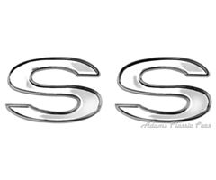 69-75 EMBLEM FENDER SS CHROME PAIR 69-72