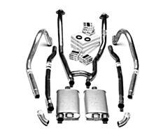 64-68 Exhaust System, 2" Dual, Aluminized Steel, with H-Pipe and Hardware, 260-289-302 V8