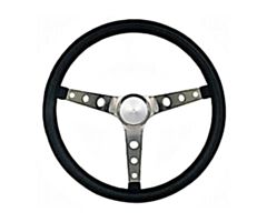 65-73 Grant Steering Wheel, Black, 15", with Stainless Steel Horn Button