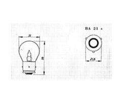 Lamp 6V, 35W, Franse Aansluiting BA21s (3 puntjes)