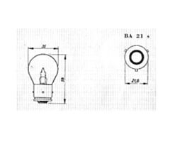 Lamp 6V, 45W, Franse Aansluiting BA21s (3 puntjes)