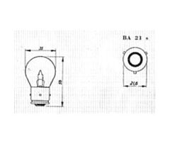 Lamp 6V, 50W, Franse Aansluiting BA21s (3 puntjes)