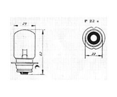 Lamp 6V, 50W, Engelse Aansluiting P22s, Geel op=op