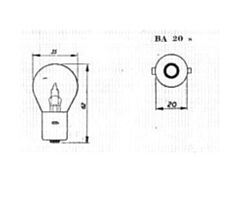 Lamp 12V, 35W, Enkelpolig Bosch, (2 Lipjes) BA20s