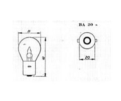 Lamp 12V, 50W, Enkelpolig Bosch, (2 Lipjes) BA20s