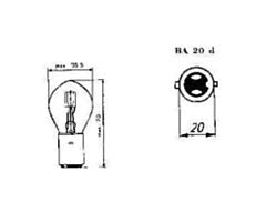 Lamp 6V, 35/45W, Bosch fitting (Ba20d, 2 lipjes), Geel