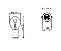 Lamp 6V, 45/40W, Bosch fitting (Ba20d, 2 lipjes)