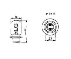 Lamp 6V, 35/35W, Engelse Aansluiting P22d