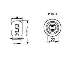 Lamp 6V, 35/35W, Engelse Aansluiting P22d, Geel