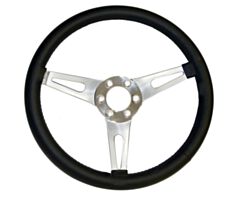 65-73 Corso Feroce Shelby Style Steering Wheel, Black Leather, 14" - 6 Hole