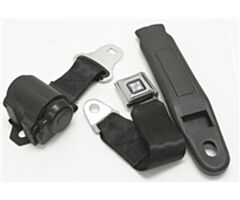 Seat Belt with Push Button Buckle, Retractable, for Bucket Seat, Black