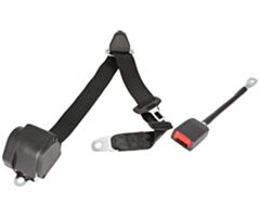 Seat Belt, 3-point, with Euro Style Push Button Buckle, Retractable, Black