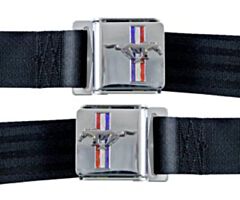 Seat Belt with Mustang Emblem, pair, Black