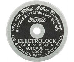 1928-1931 Ignition Switch Cabe Data Plate, Electrolock
