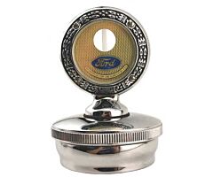 1930-1931 Radiator Cap with Moto-Meter, Wreath, Chrome