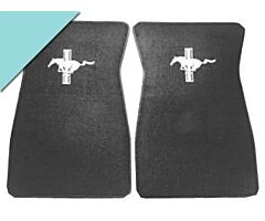 64-73 Floor Mats with Pony Logo, 80/20 Loop, Aqua