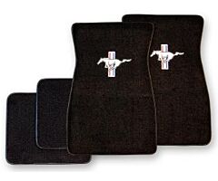 65-73 Floor Mats, with Pony Logo, 80/20-Loop, Black