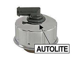 68-70 Oil Cap, Chrome with Logo, Closed Emissions, Twist-On