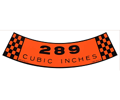 67-68 289 2V CID Airfilter Decal