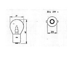 Lamp 12V, 35W, Enkelpolig Bosch, (2 Lipjes) BA20s