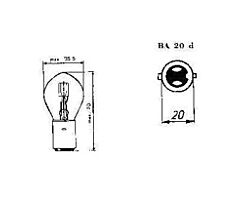 Lamp 6V, 35/45W, Bosch fitting (Ba20d, 2 lipjes), Geel