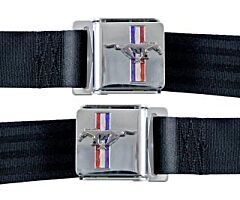Seat Belt with Mustang Emblem, pair, Saddle