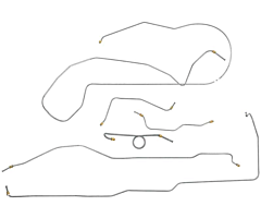 66 Brake Line Kit, V8, Drum, Power, Single Exhaust, 6-pcs