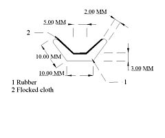Raamloop. Zwart rubber met vilt bekleed. 10x10x4.75mm
